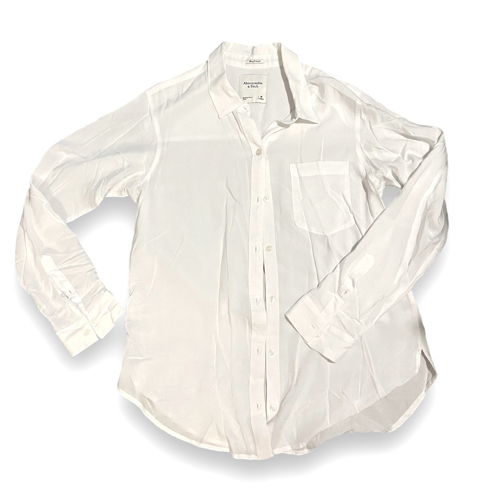A&F White Boyfriend Button Up size M